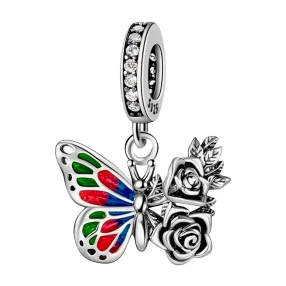 S925 Butterfly Rose Wing Charm Pandora Style